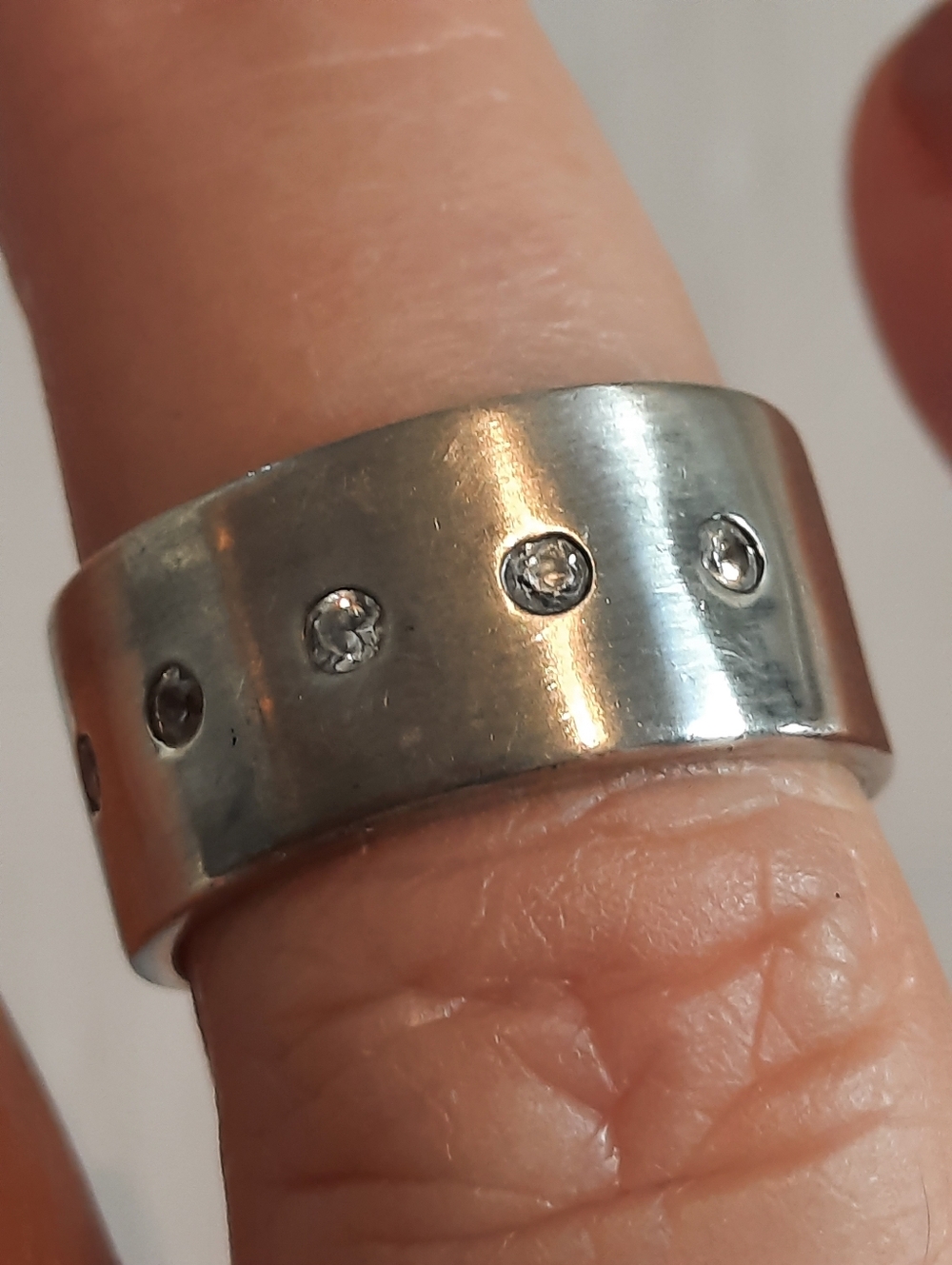 Sterling Silver Ring Band With Diamonds